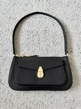 Calvin Klein Classic Black Shoulder Bag with Gold Hardware